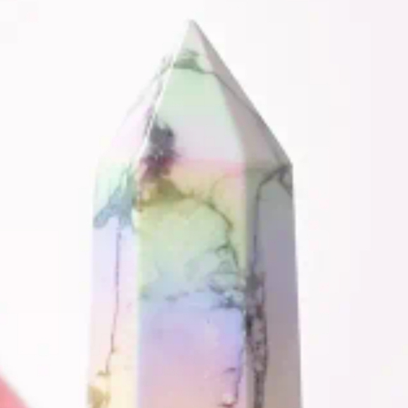 Natural Aura Howlite Crystal Point Electroplating Wand Stone Energy - Picture 8 of 10